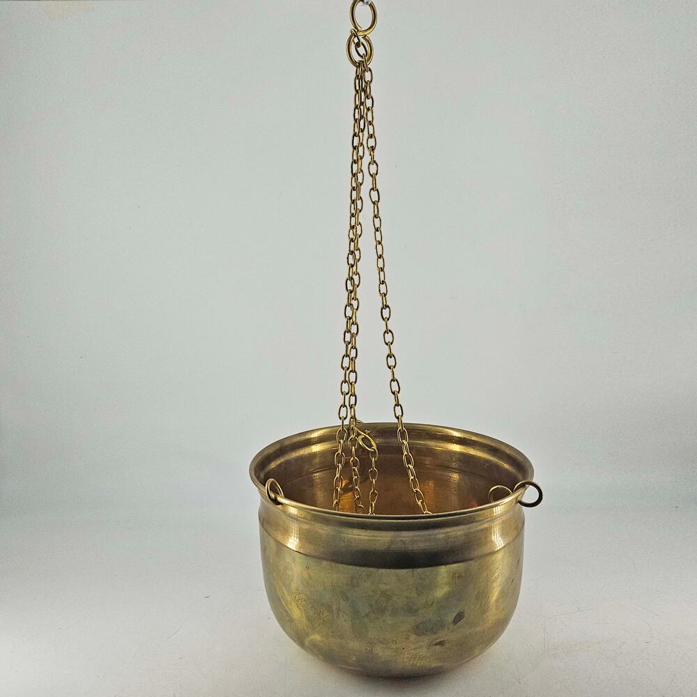 Vintage gold Brass handing planter decor Hollywood Regency